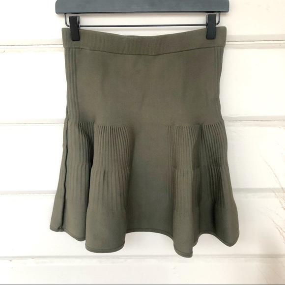 INTERMIX Fit and Flare Olive Skirt - Picture 2 of 5